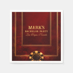 Red And Gold Vegas Casino Bachelor Party Napkin