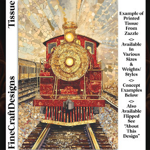 Red and Gold Vintage Loco, Mosaic DH3L Decoupage Tissue Paper