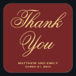 Red and Gold Wedding Favour Sticker<br><div class="desc">Elegant red wedding favour sticker. Customise it with your favourite background colour and text.</div>