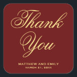 Red and Gold Wedding Favour Sticker<br><div class="desc">Elegant red wedding favour sticker. Customise it with your favourite background colour and text.</div>