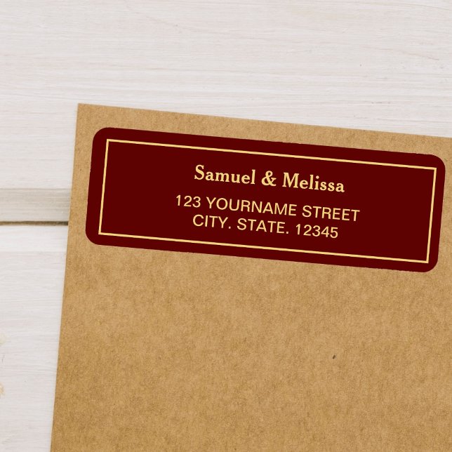Red and Gold Wedding Return Address Label (Creator Uploaded)