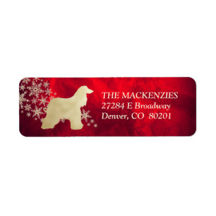Red and Gold Winter Afghan Hound Return Address Return Address Label