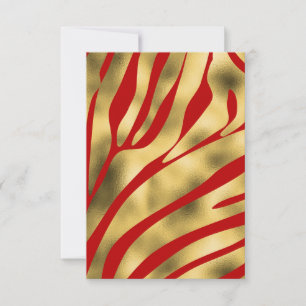 Red and Gold Zebra Blank Greeting Card