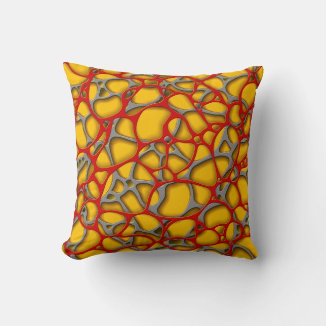 Red and gray net on a yellow background. cushion (Front)