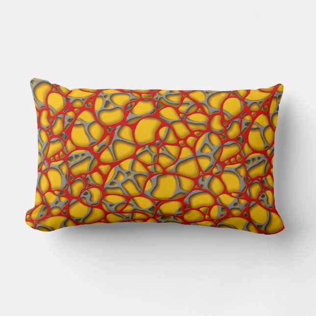 Red and gray net on a yellow background. lumbar cushion (Front)