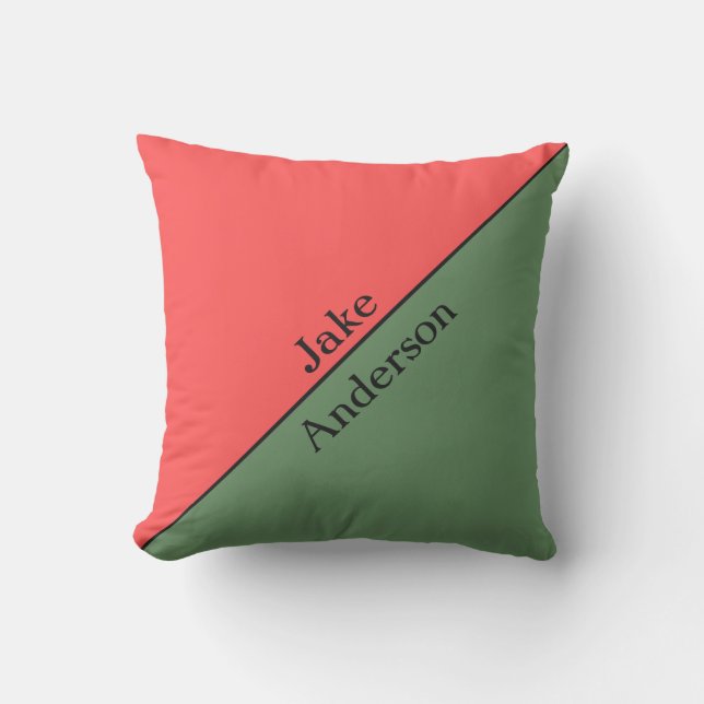 Red and Green 45 Degrees Minimalist Cushion (Front)