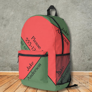 Red and Green 45 Degrees Minimalist Printed Backpack