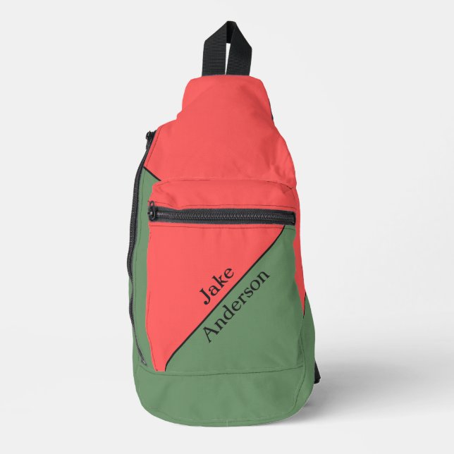Red and Green 45 Degrees Minimalist Sling Bag (Front)