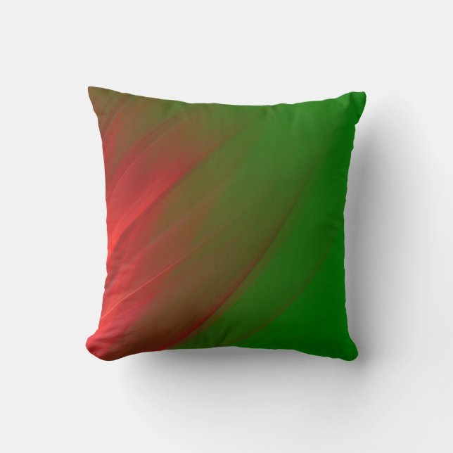 Red and green abstract flame cushion (Front)