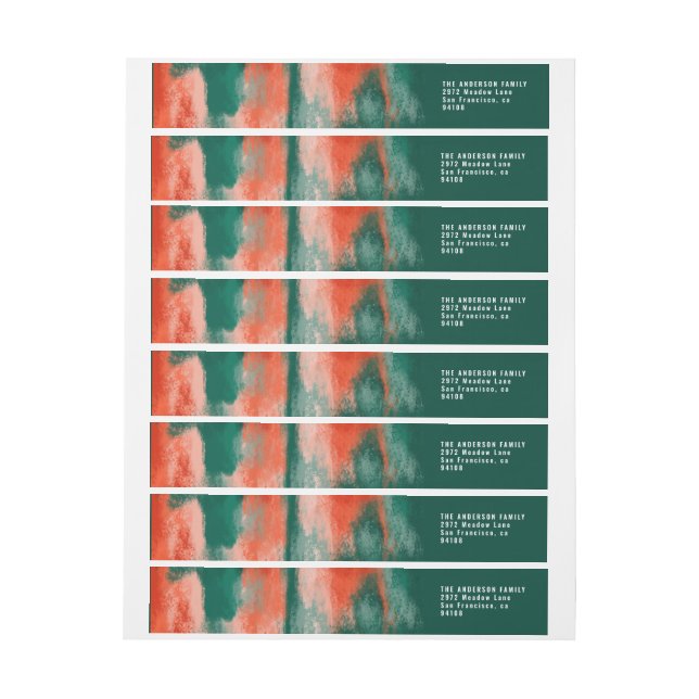 Red and green abstract painted Christmas holiday Wrap Around Label (Sheet)