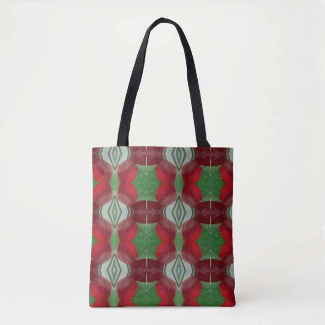 Red and green abstract sea glass tote bag (Front)