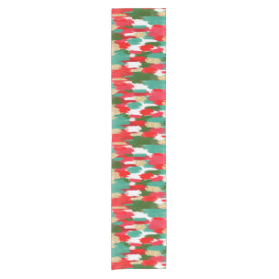 Red and green abstract short table runner