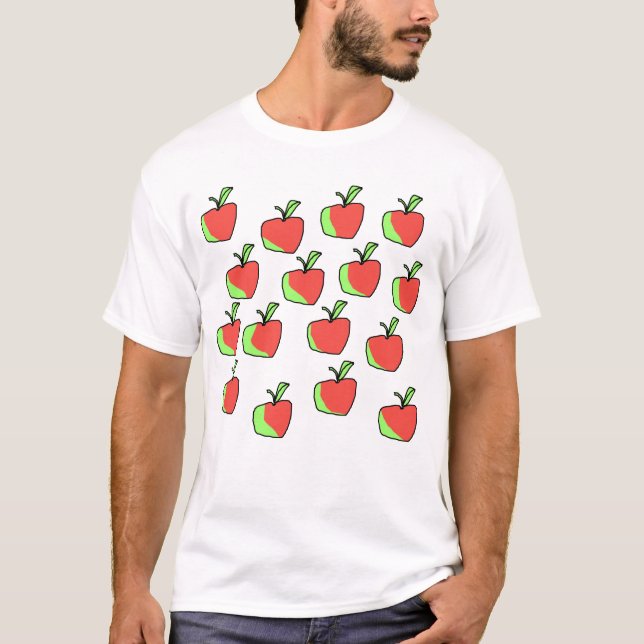 Red and Green Apple Pattern. T-Shirt (Front)