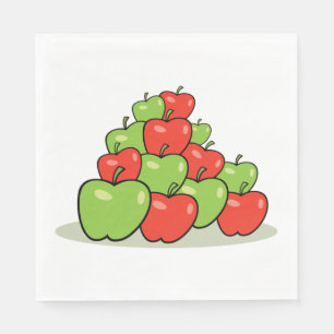 Red and Green Apple Pile Fresh Fruit Napkin