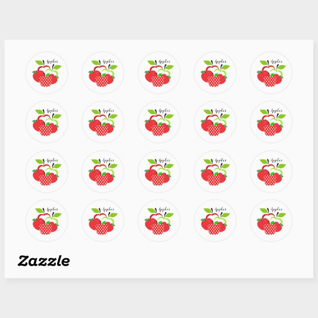 Red and Green Apples Classic Round Sticker (Sheet)