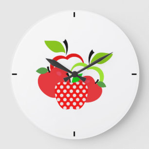 Red and Green Apples Large Clock