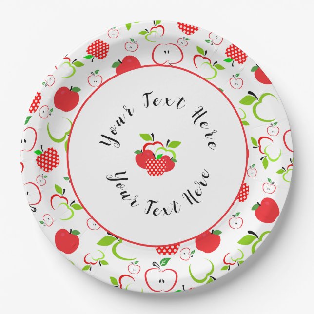 Red and Green Apples Paper Plate (Front)