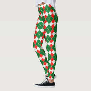 Red And Green Argyle Leggings