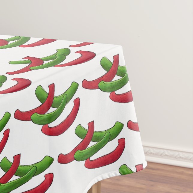 Red and Green Bell Pepper Slices Pizza Topping Veg Tablecloth (In Situ)