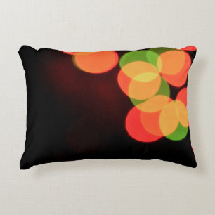 Red and green bokeh lights decorative cushion