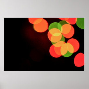 Red and green bokeh lights poster