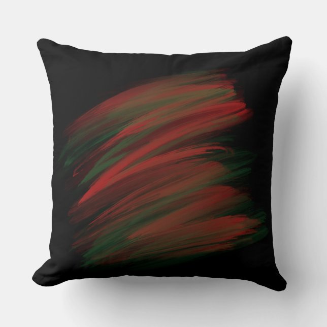 Red and Green Brush Strokes  Cushion (Front)