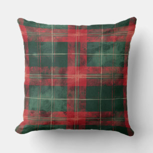 Red and Green Buffalo Plaid Christmas Throw Pillow