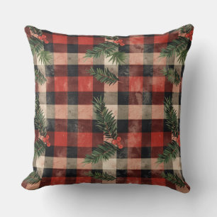 Red and Green Buffalo Plaid Christmas Throw Pillow