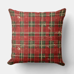 Red and Green Buffalo Plaid Christmas Throw Pillow