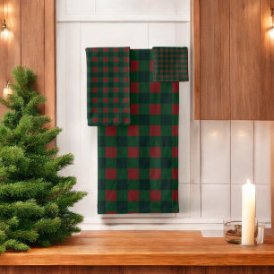 Red and Green Buffalo Plaid Holiday Bath Towel