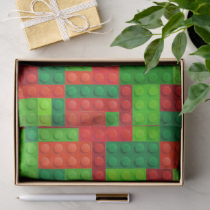 Red and Green Building Bricks Blocks Christmas Tissue Paper