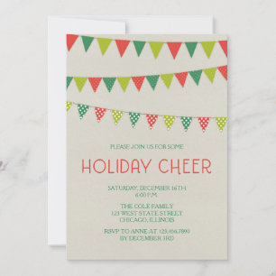 Red and Green Bunting Holiday party invitations