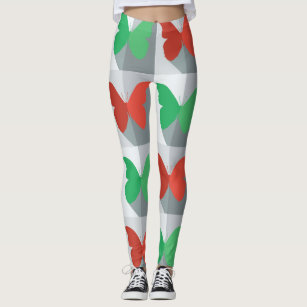 Red And Green Butterflies Leggings