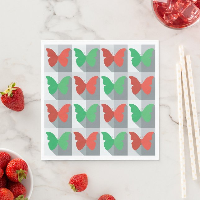 Red And Green Butterflies Napkin (Creator Uploaded)