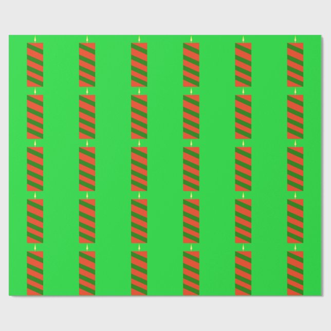 Red and Green Candle Green Wrapping Paper (Flat)
