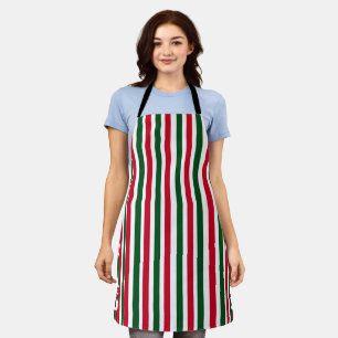Red and Green Candy Cane Christmas Stripes  Apron