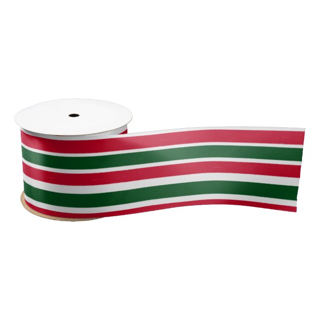 Red and Green Candy Cane Christmas Stripes  Satin Ribbon (Spool)