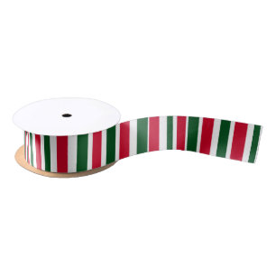 Red and Green Candy Cane Christmas Stripes  Satin Ribbon