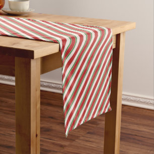 Red And Green Candy Cane Stripe Short Table Runner