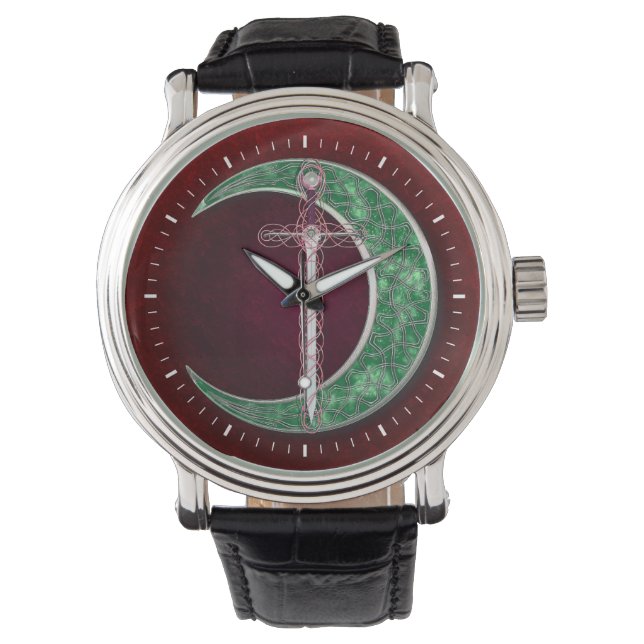 Red And Green Celtic Moon Watch (Front)