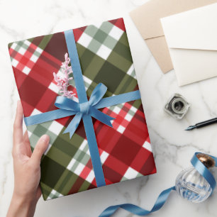 Red and Green checks Christmas pattern Wrapping Paper