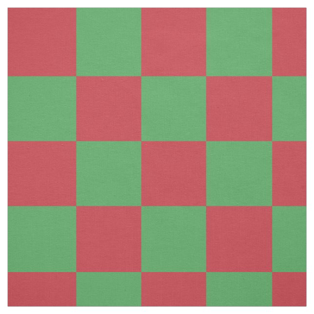 Red and green  chequerboard pattern fabric (Swatch)