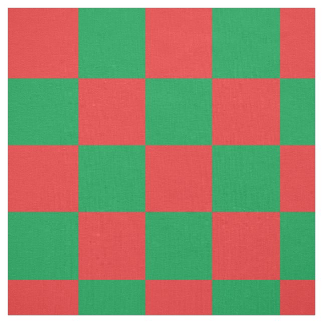 Red and green chequerboard pattern fabric (Swatch)