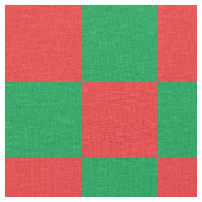 Red and green chequerboard pattern fabric (Close Up)