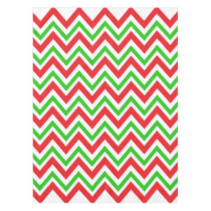 Red and Green Chevron Pattern Christmas Tablecloth