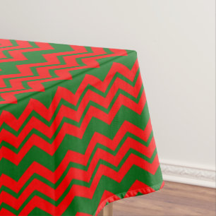 Red and Green Chevron Pattern Design Tablecloth