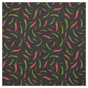 Red and Green Chilli Peppers on Black Fabric