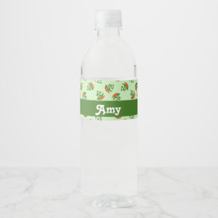 Red and green chilli peppers pattern water bottle label