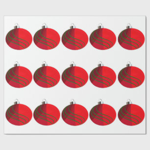 Red and Green Christmas Bulbs Wrapping Paper