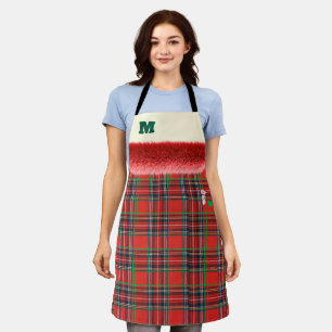 Red and green Christmas check pattern is cute♡ Apron